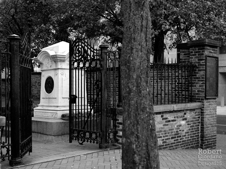 Poe grave from Fayette Street