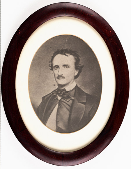 Poe photograph in oval frame